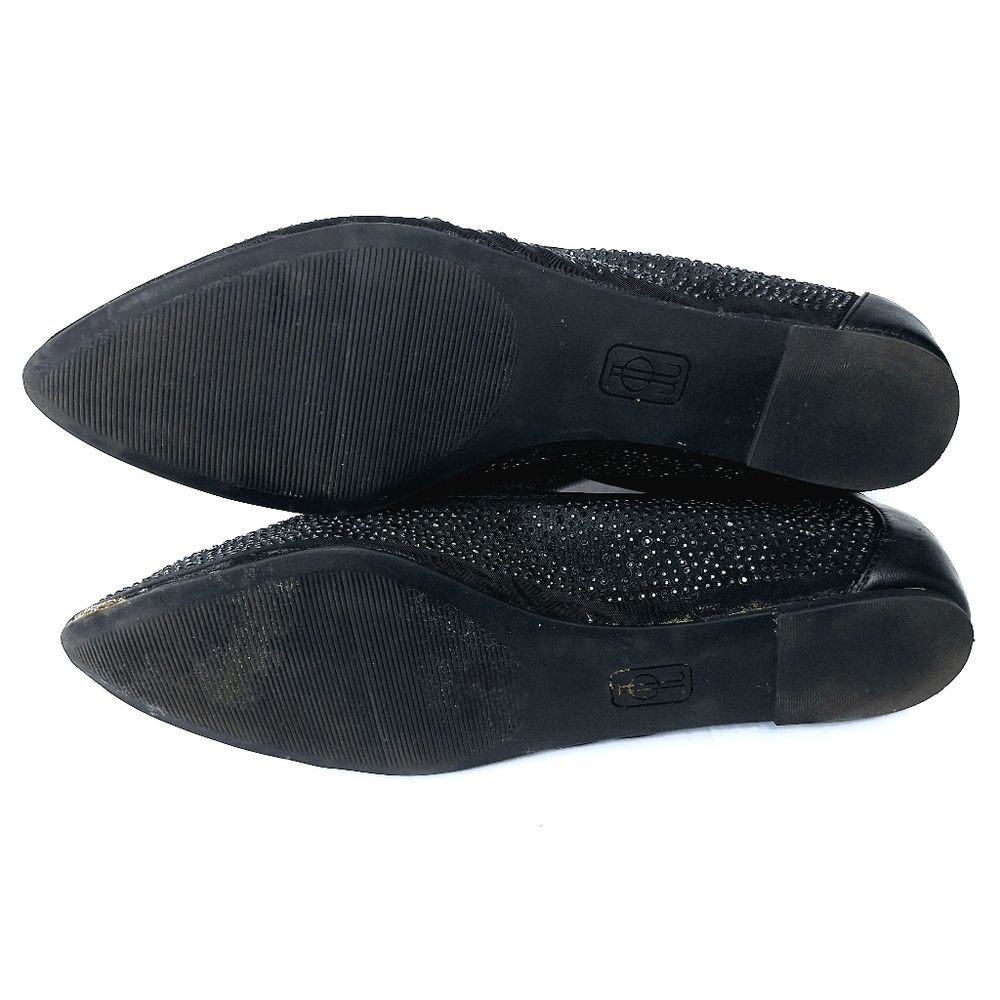 Jennifer Lopez Black Crystal Semi Sheer Pointy Toe Shoes Dress Flats Sz 9 - Picture 8 of 10